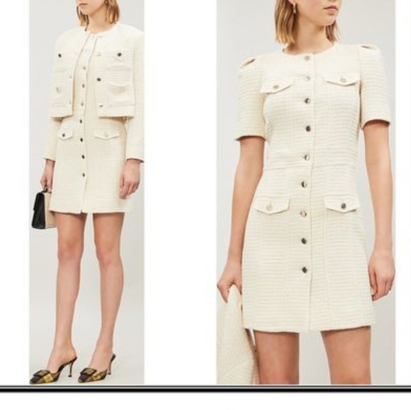 maje white tweed dress